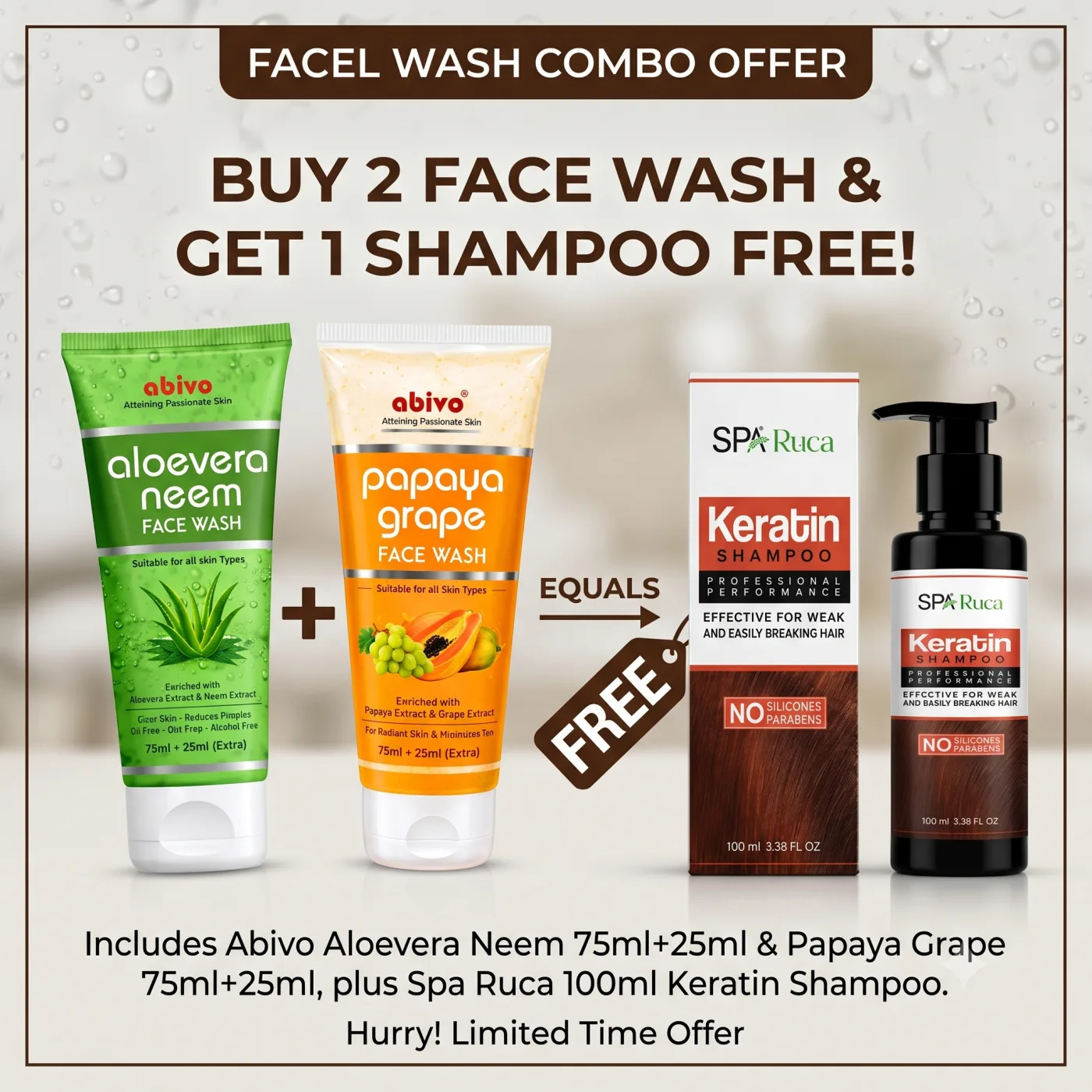 Face wash combo offer: buy 2 face washes and get 1 shampoo free